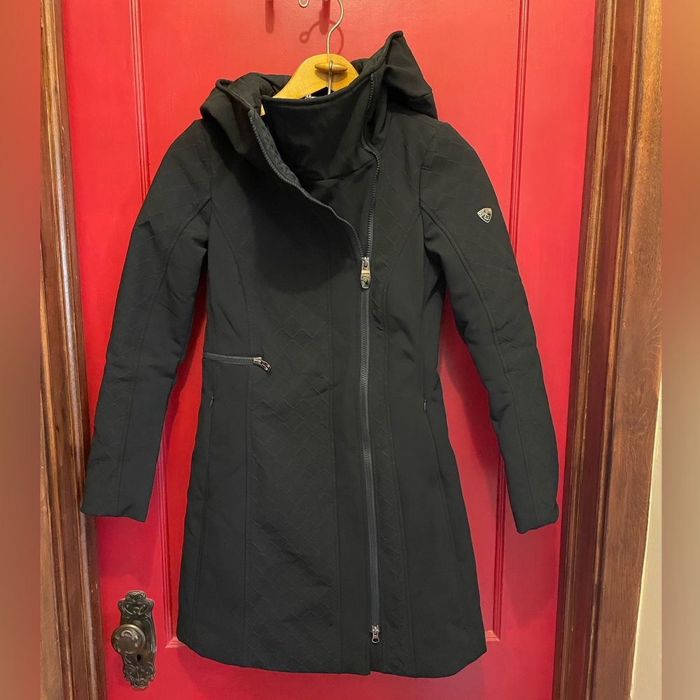 Post Card black textured luxury sportswear long ski parka